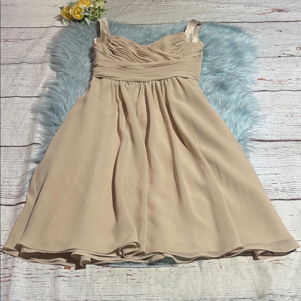 SORELLA VITA Cream Chiffon Mini Short Bridesmaid Dress sz 6